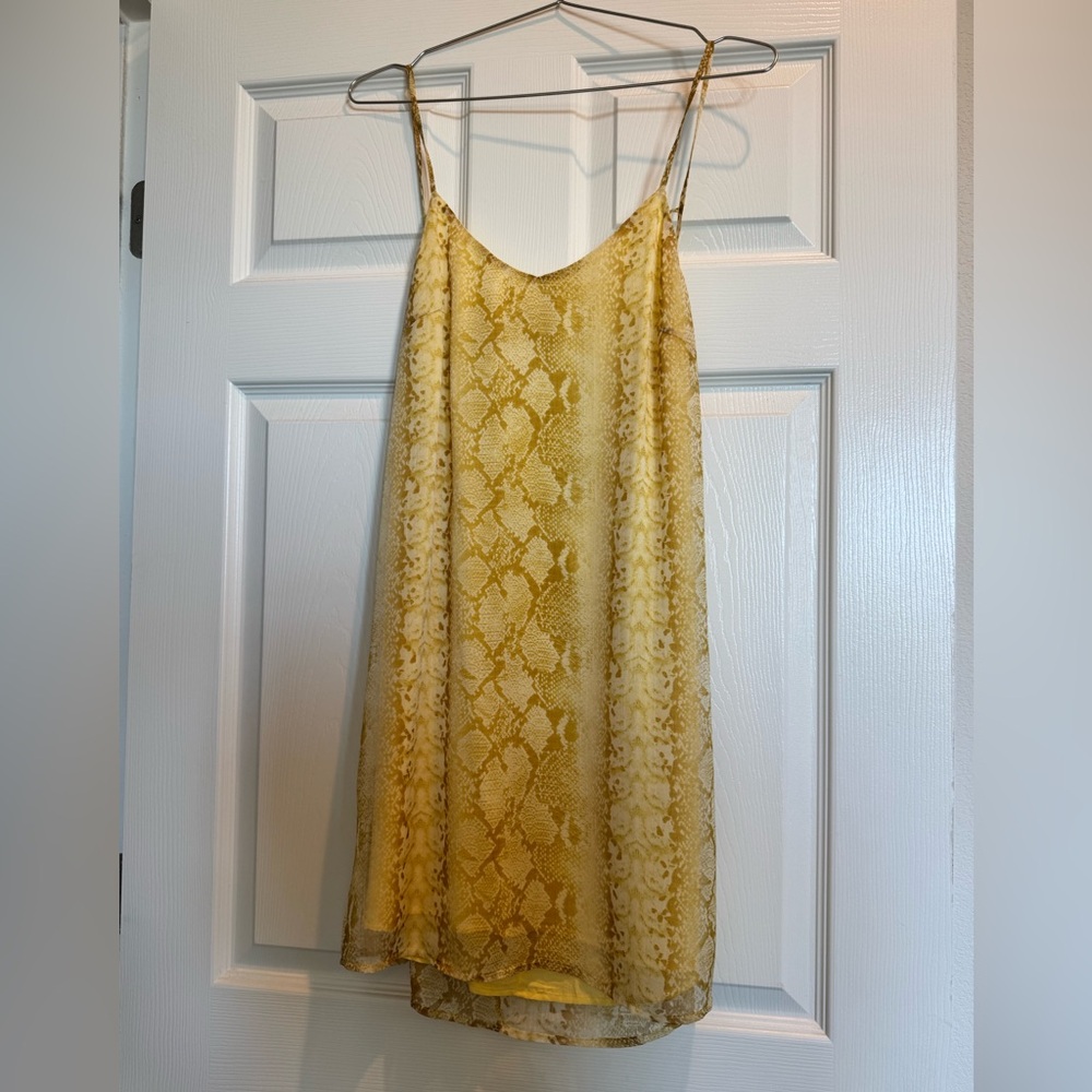 Yellow snake print mini slip dress